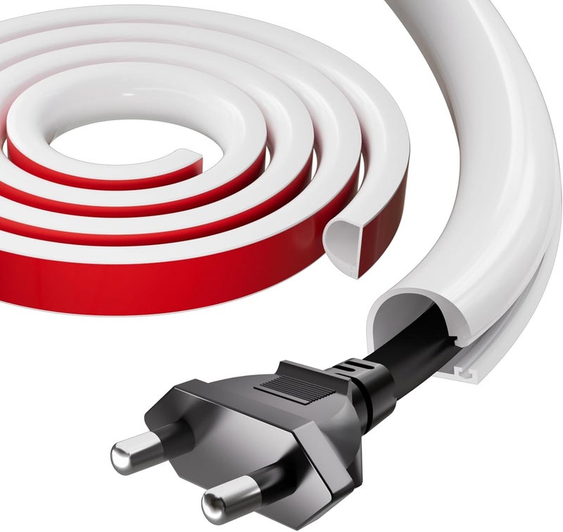 Conwang 39" Silicone Cord Hider for Wall Mount TV,Self-Adhesive Cable Hider for 1 Cord(1/4" Diameter),Cable Management Under Desk,Cord Organizer,Cable Raceway Home & Office Trim,Cord Concealer Channel,White - Image 1